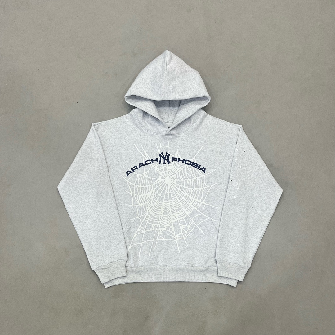 Sp5der ¥260 Arach NY Phobia Hoodie Ash Grey1:1