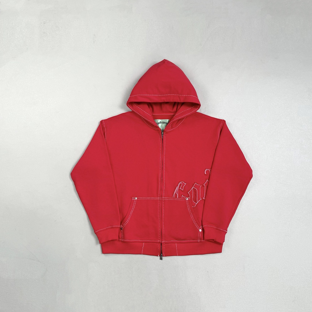 Godspeed ¥298 Godspeed OG Logo Stitched Sweatsuit (Red) - Image 5
