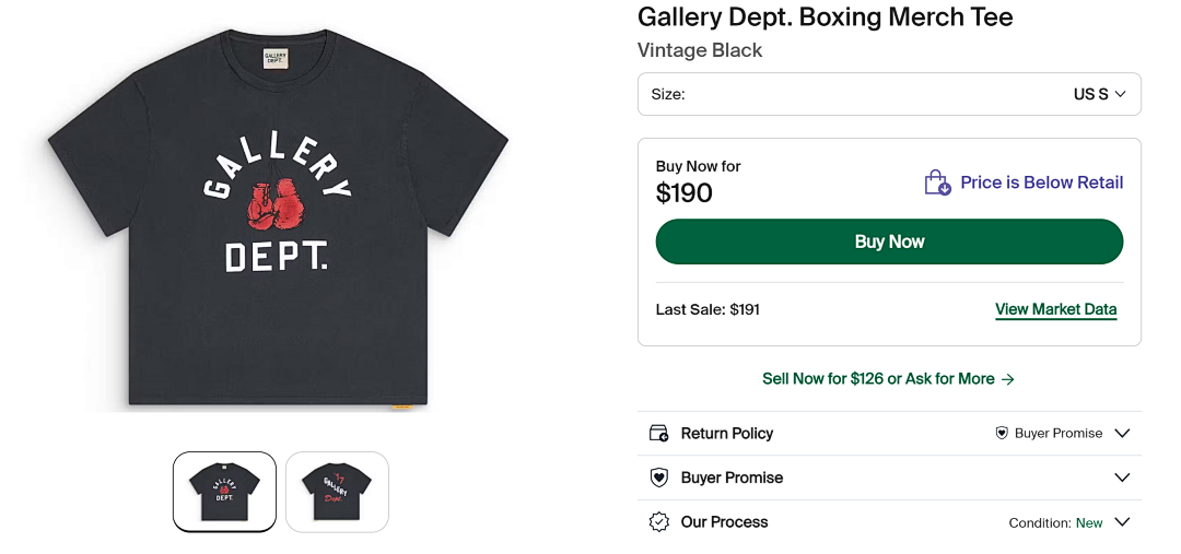 Gallery Dept ¥99 Gallery Dept. Boxing Merch Tee - Image 2