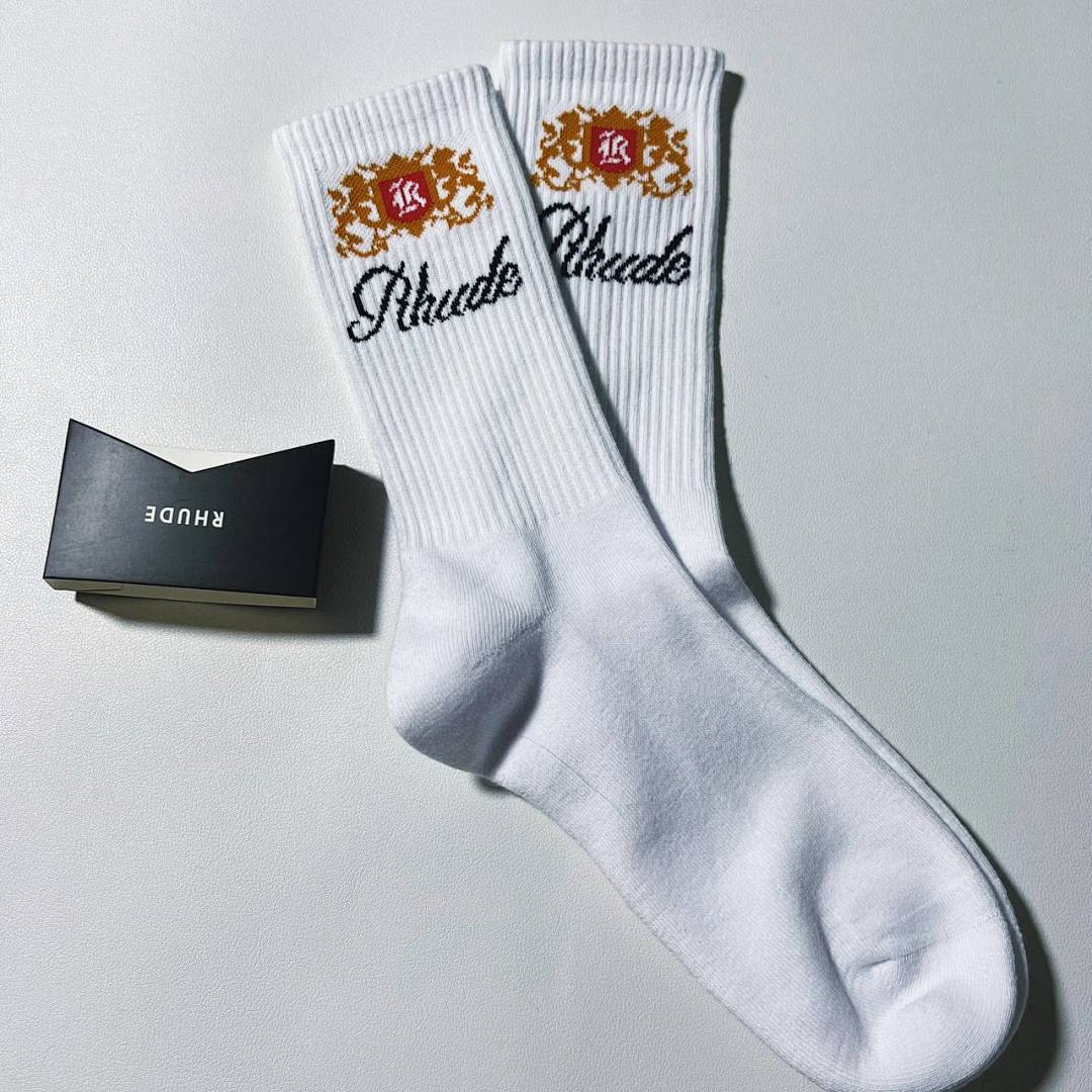 Accessiories RHUDE CREST LOGO SOCK (White Yellow) - Image 2