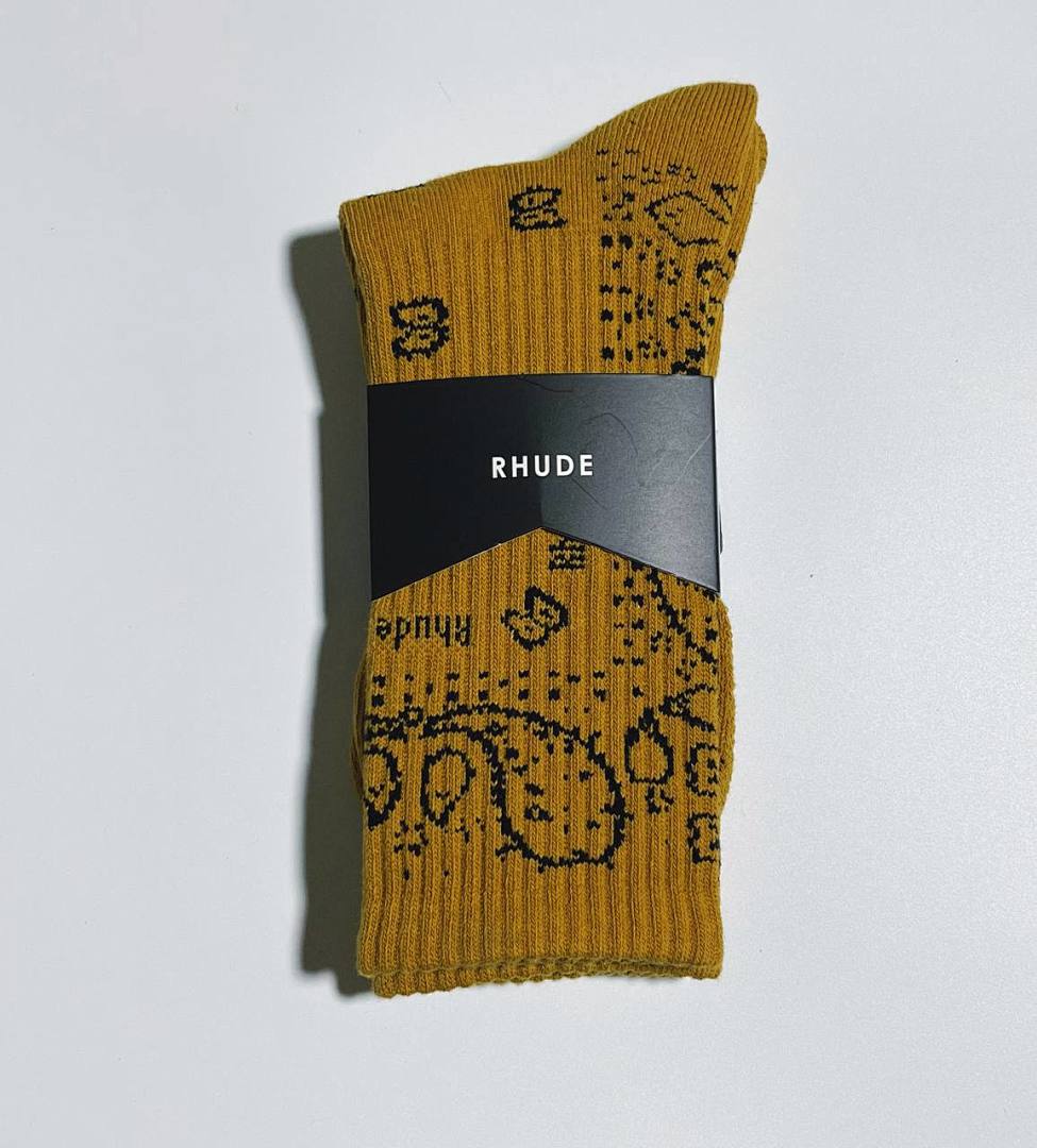 Accessiories RHUDE BANDANA JACQUARD Towel SOCK——Yellow