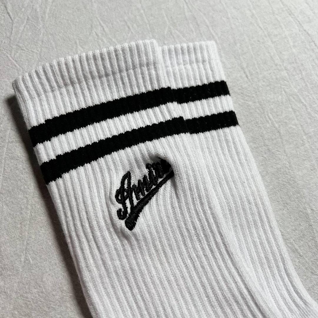 AMIRI 23FW Varsity Script Socks (Black) - Image 10