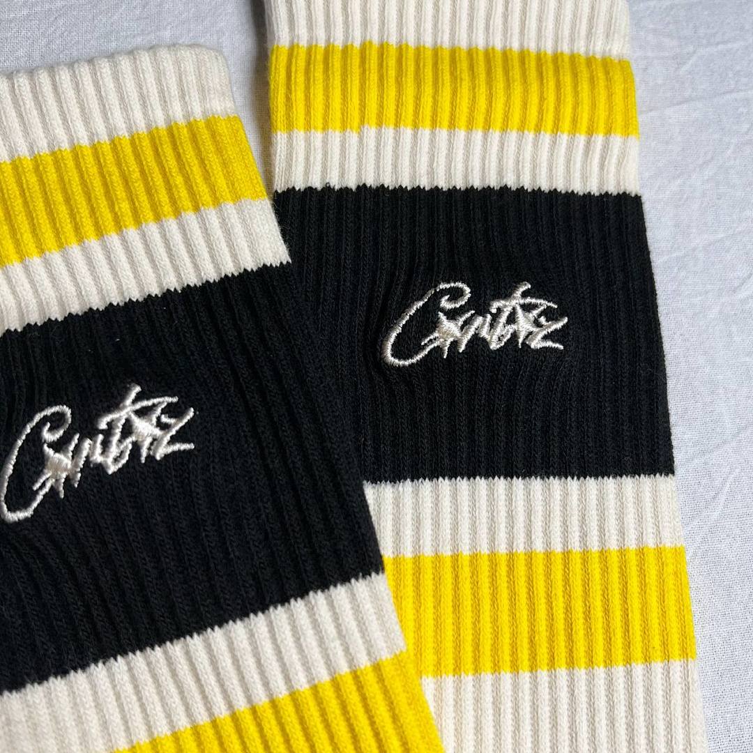 Accessiories Co Embrodiery CRTZ Socks Off White Black Yellow Striped - Image 6