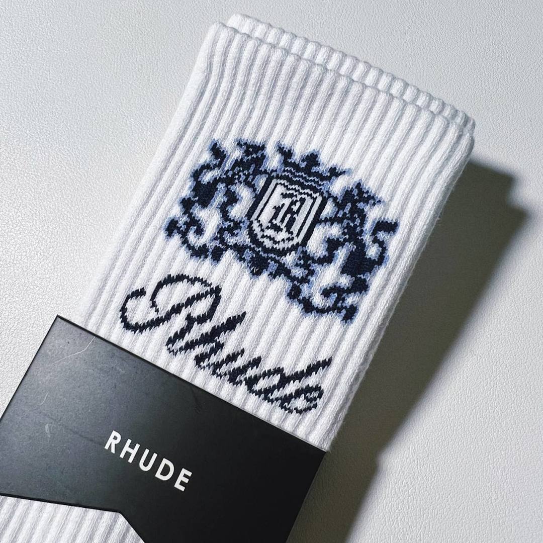 Accessiories RHUDE CREST LOGO SOCK (White Blue) - Image 8