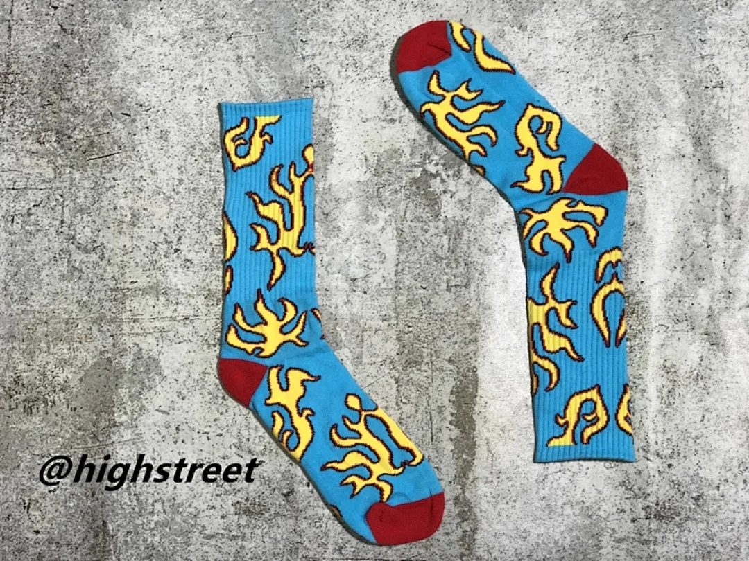 Accessiories Golf Wang Socks Blue Fire Flame Fleece Sole - Image 7