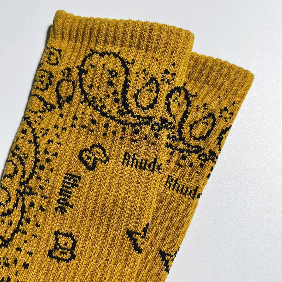 Accessiories RHUDE BANDANA JACQUARD Towel SOCK——Yellow - Image 10