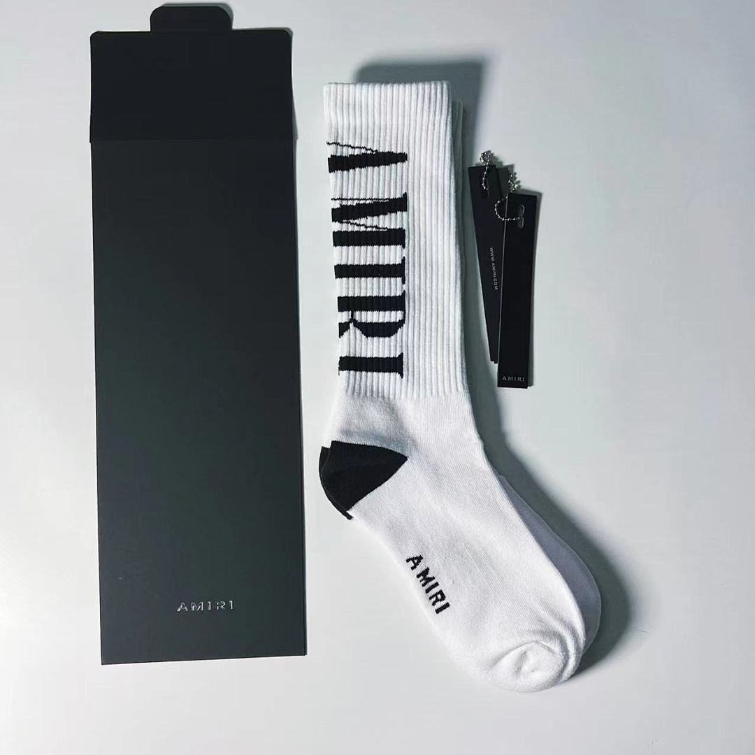 AMIRI AMIRI 1: 1 2022 New Season Socks Back Logo Towel Socks——Black Black With Tag, photo 1