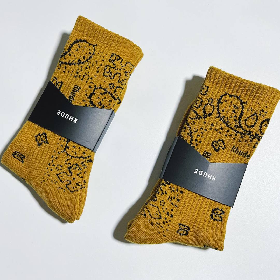 Accessiories RHUDE BANDANA JACQUARD Towel SOCK——Yellow - Image 5
