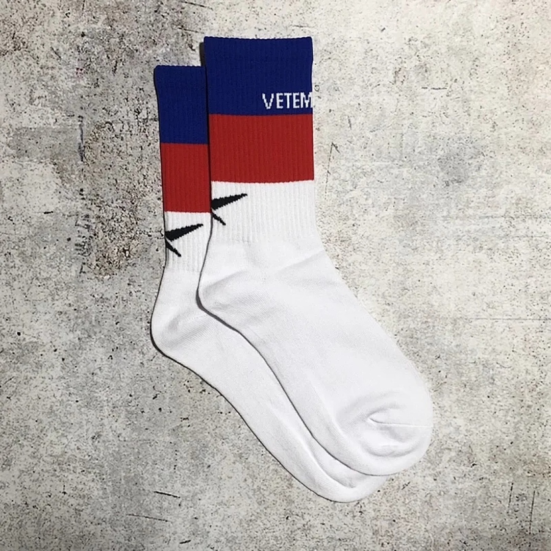 Accessiories 1:1 Vetements Red And Blue Towel Flat Socks Patchwork - Image 14