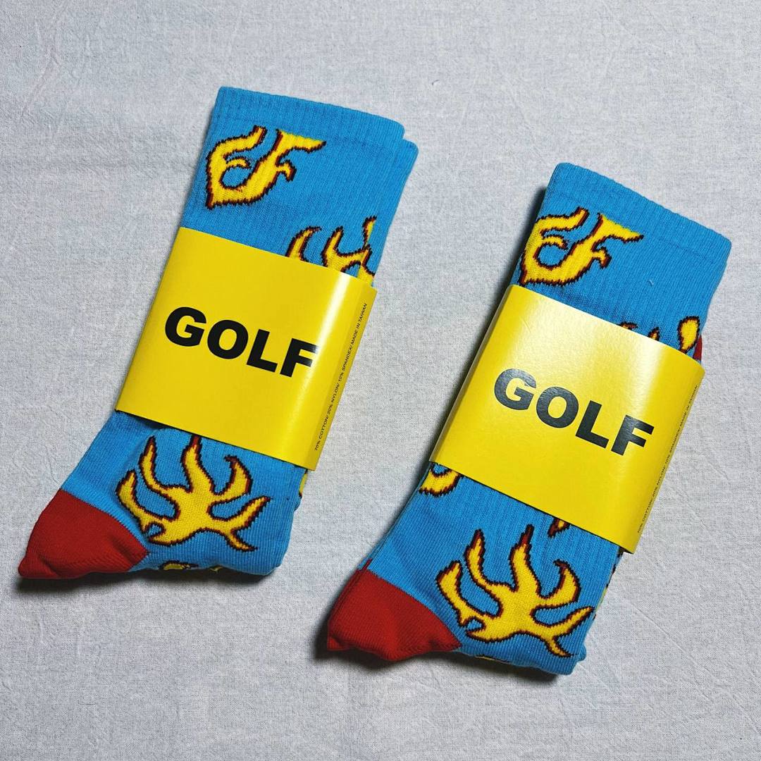 Accessiories Golf Wang Socks Blue Fire Flame Fleece Sole - Image 3