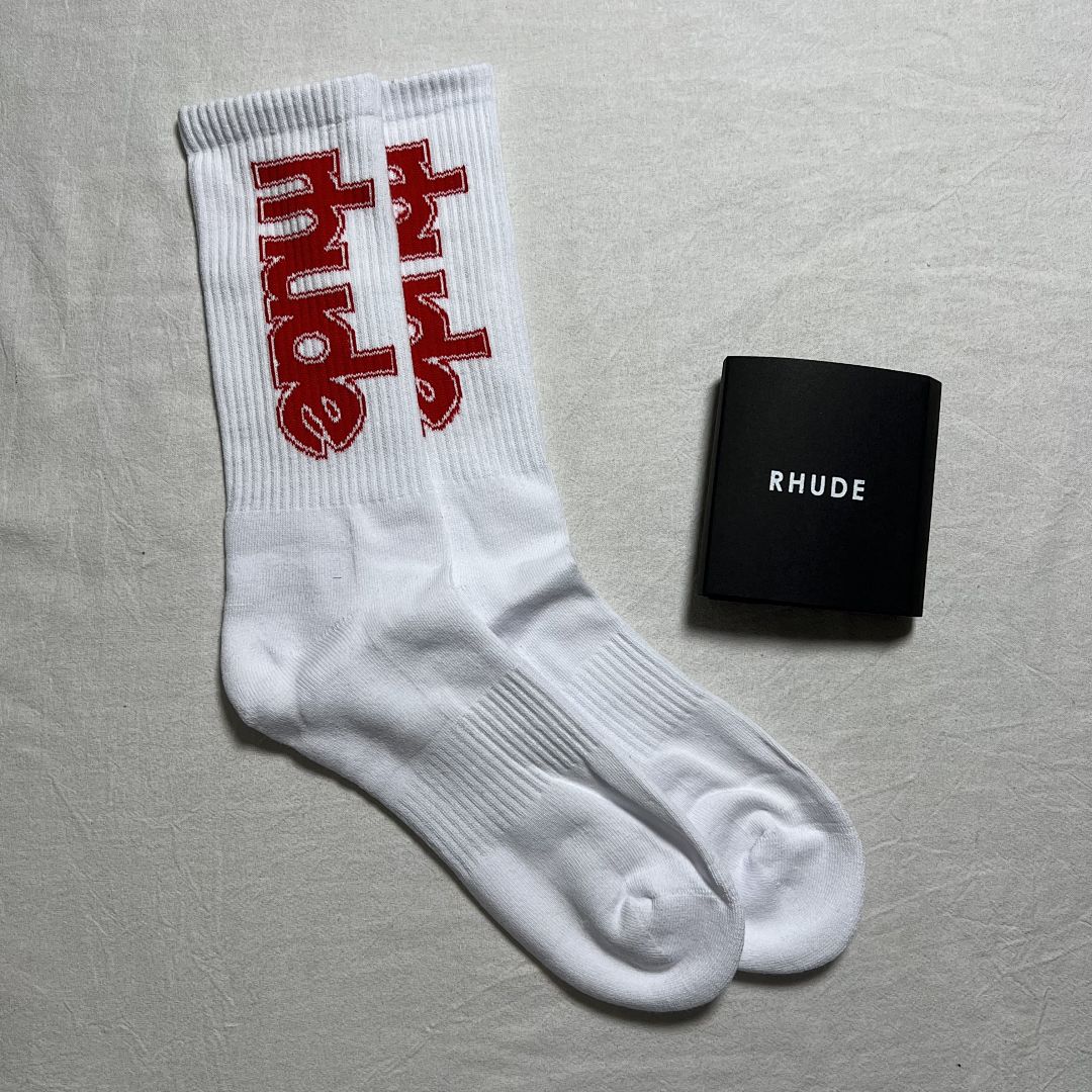 Accessiories RHUDE SKI CLUB Towel SOCKS 2025 Red Snow - Image 6