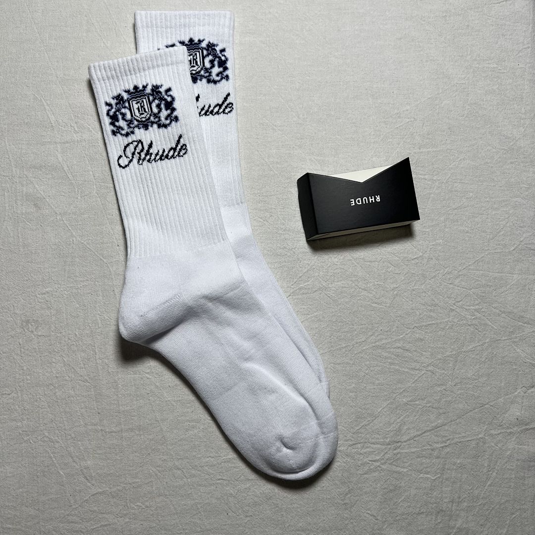 Accessiories RHUDE CREST LOGO SOCK (White Blue) - Image 5