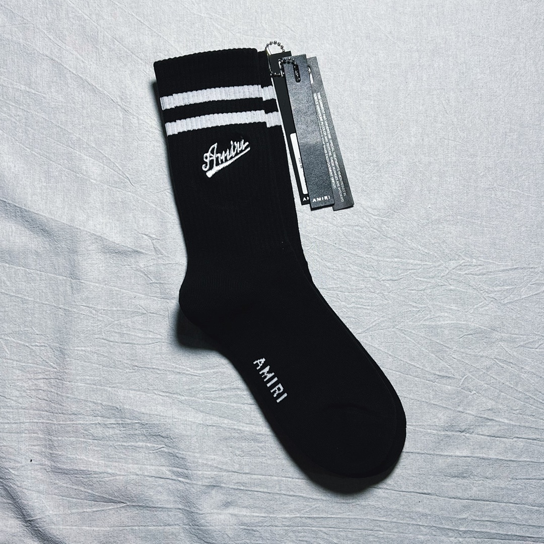 AMIRI 23FW Varsity Script Socks (Black) - Image 7