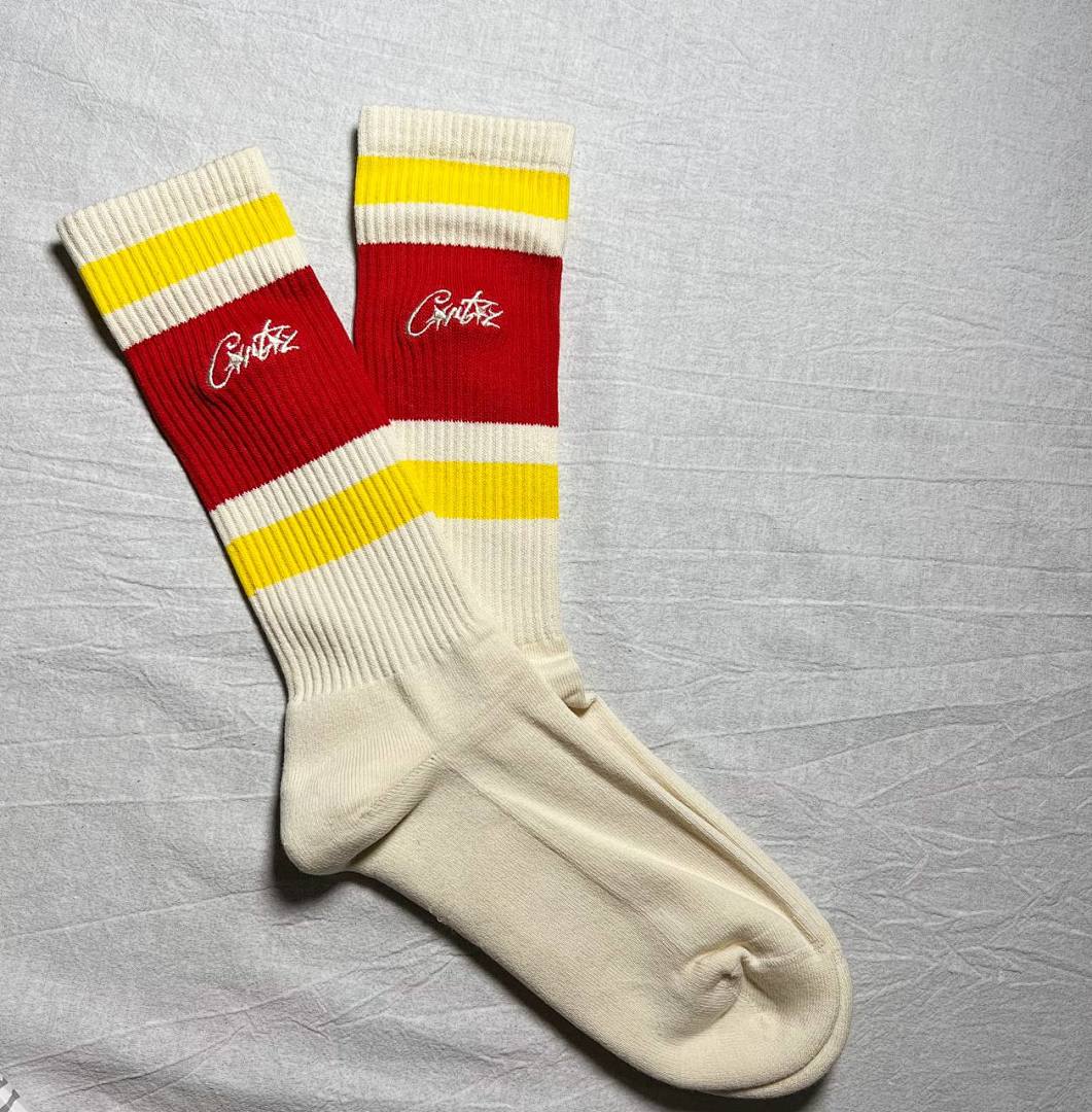 Accessiories Co Embrodiery CRTZ Socks Off White Red Yellow Striped - Image 6