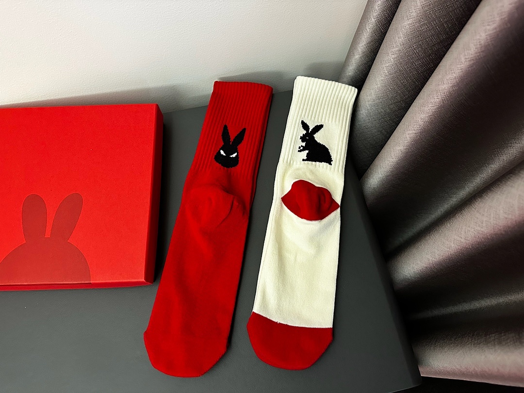 Accessiories RABBIT YEAR RED COLOR SOCKS-One Box 3 Paris - Image 8
