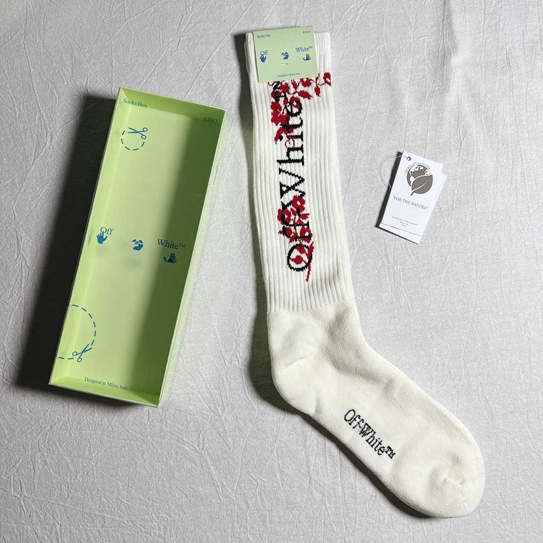 Accessiories OFF WHITE Lny Flower Gold Floral Sock - Image 3