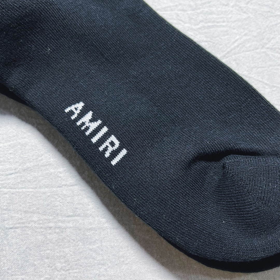 AMIRI 23FW Varsity Script Socks (Black) - Image 6