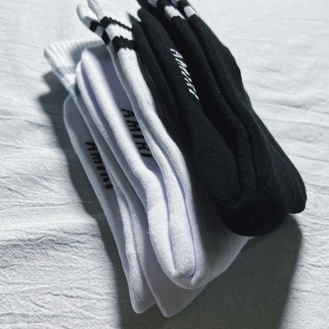 AMIRI 23FW Varsity Script Socks (Black) - Image 4