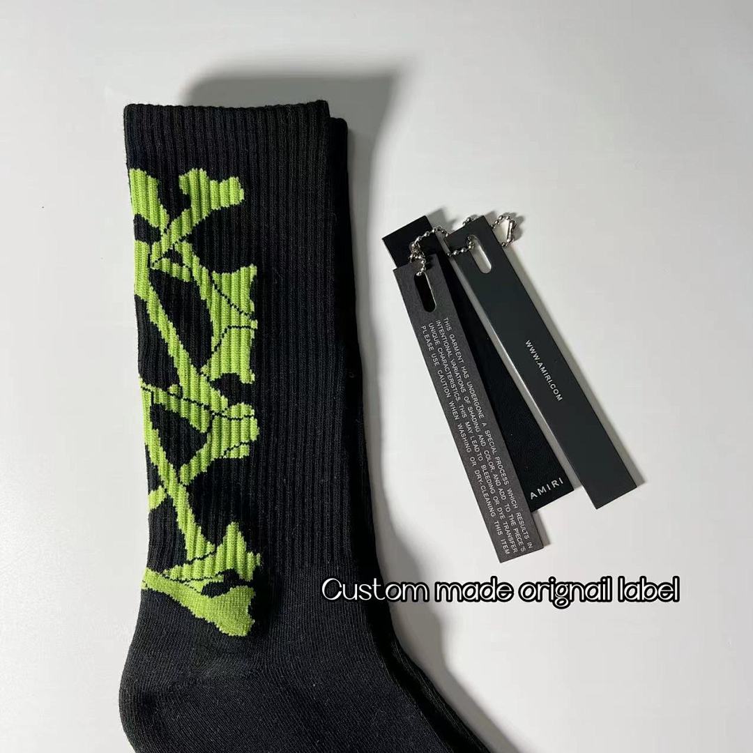 AMIRI 1: 1 AMIRI 2022 New Season Skull Towel Socks Black Green Top - Image 9