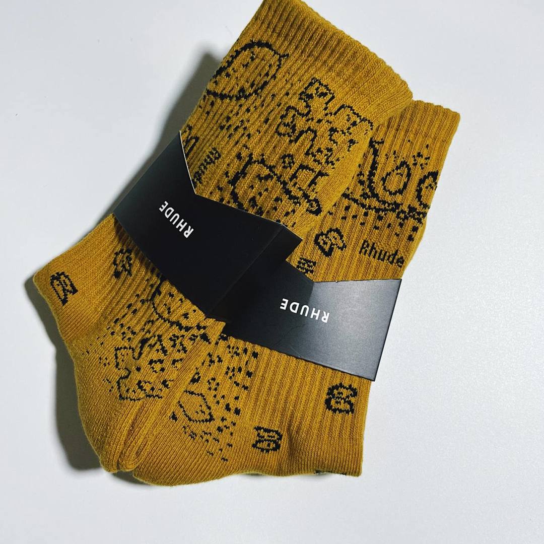 Accessiories RHUDE BANDANA JACQUARD Towel SOCK——Yellow - Image 4