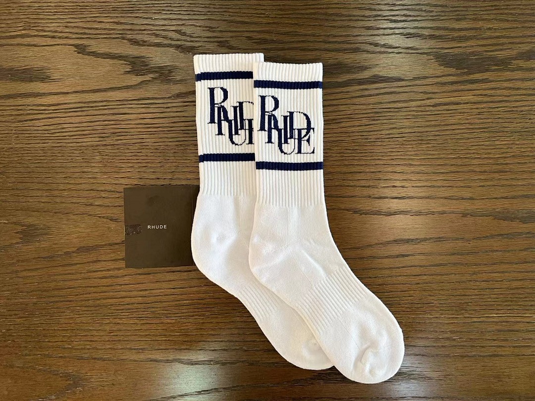 Accessiories 1:1 Rhude 2022 Towel Socks Blue (RR)