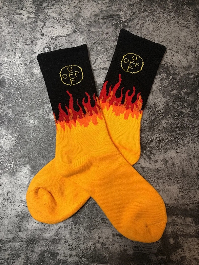 Accessiories OFF White Fire Flame Full Fleece Sole