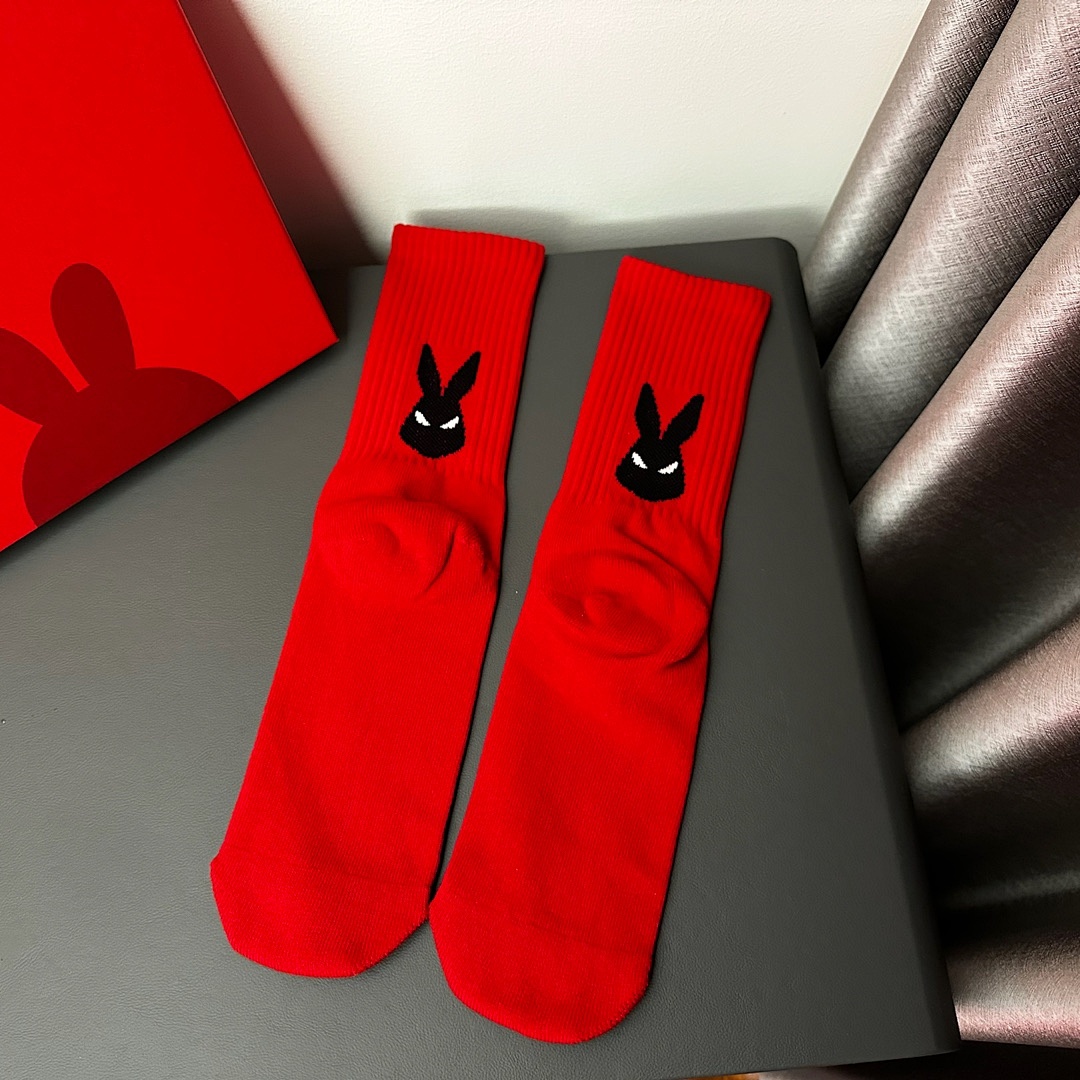 Accessiories RABBIT YEAR RED COLOR SOCKS-One Box 3 Paris - Image 7