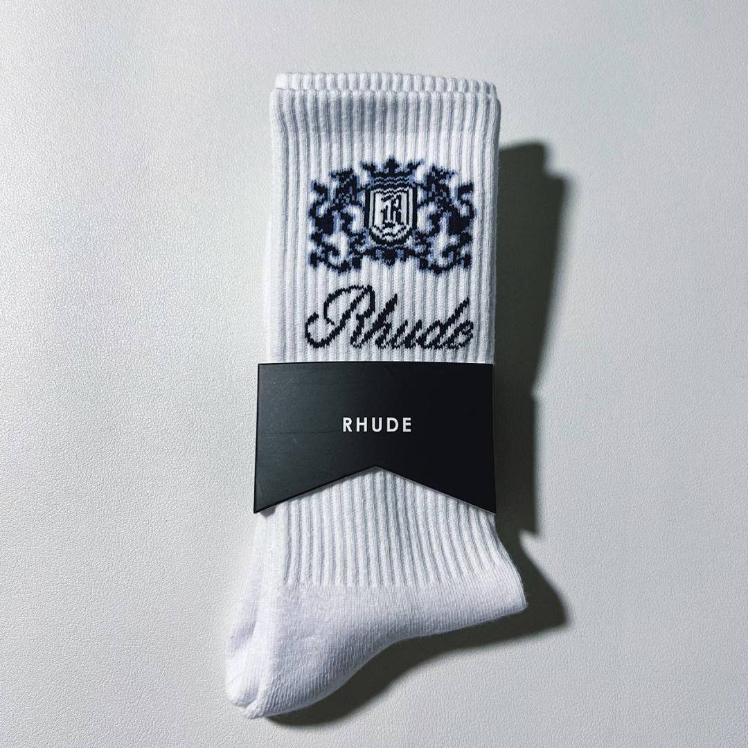 Accessiories RHUDE CREST LOGO SOCK (White Blue) - Image 7