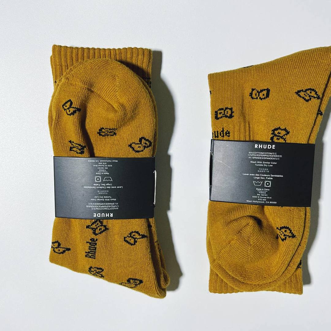Accessiories RHUDE BANDANA JACQUARD Towel SOCK——Yellow - Image 6