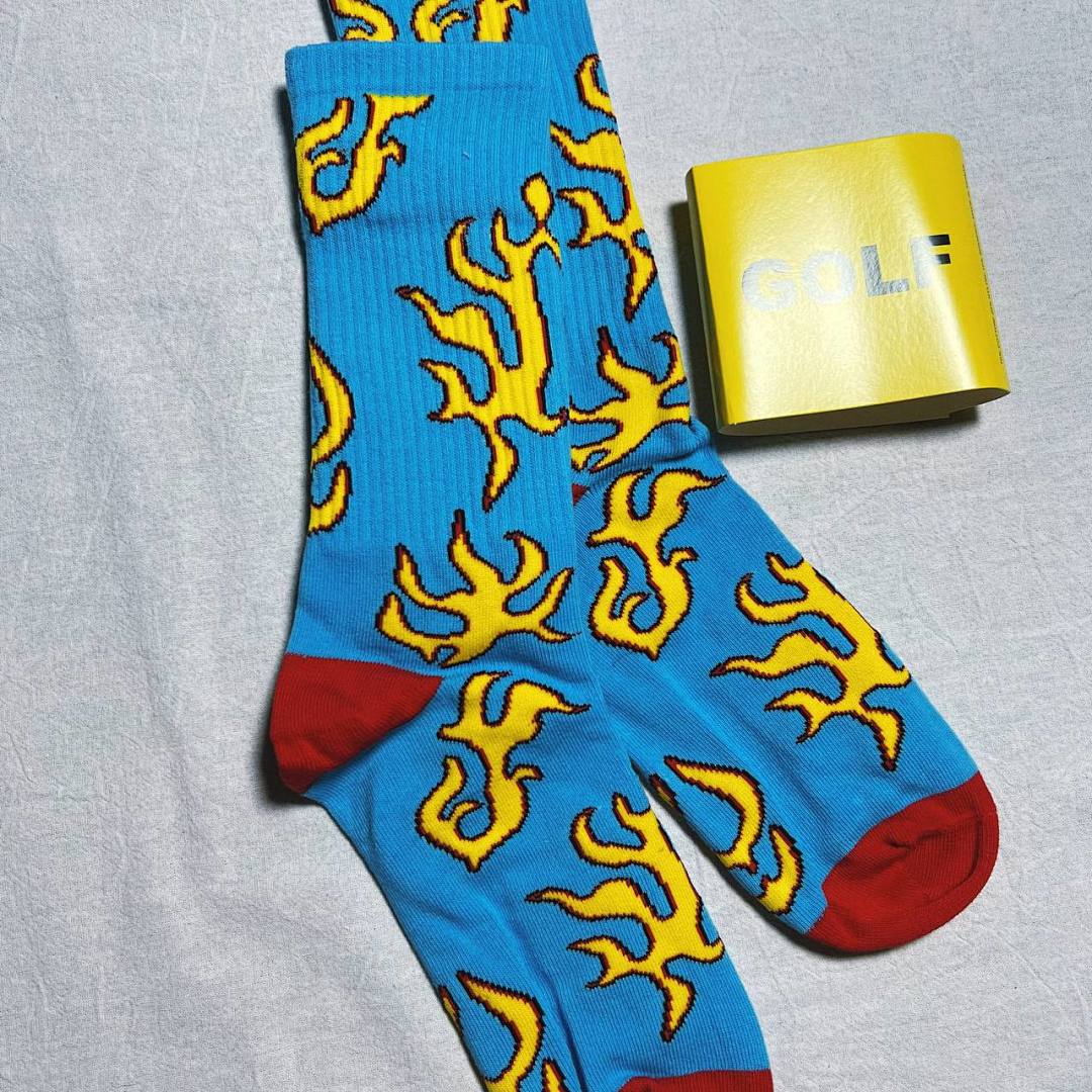 Accessiories Golf Wang Socks Blue Fire Flame Fleece Sole