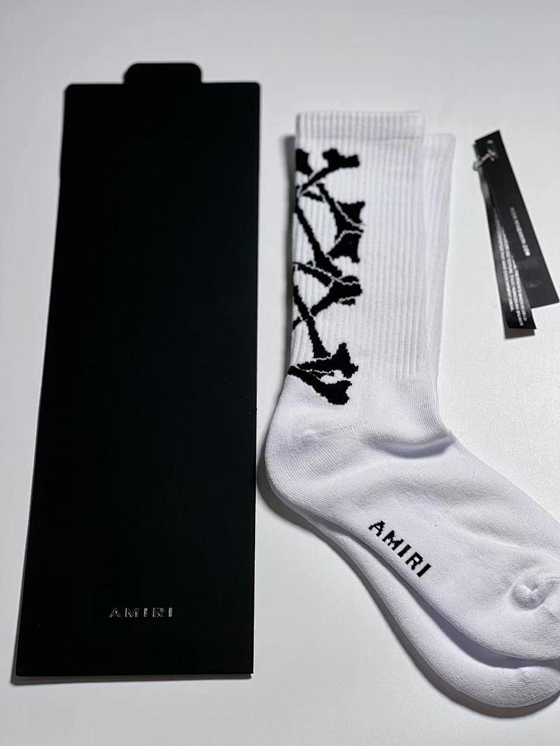 AMIRI 1: 1 AMIRI 2022 New Season Socks Skull Towel White Black Top