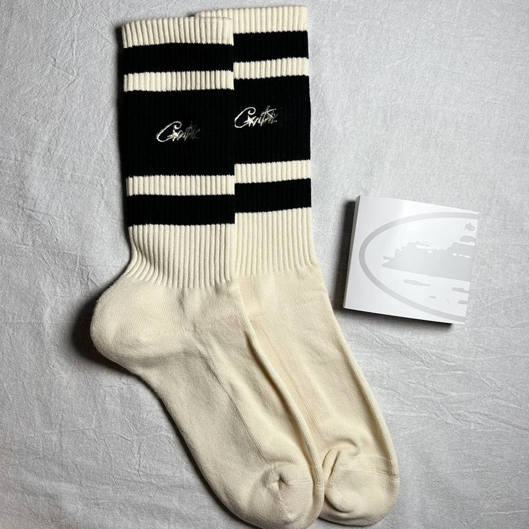 Accessiories Co Embrodiery CRTZ Socks Off White Black Striped - Image 4