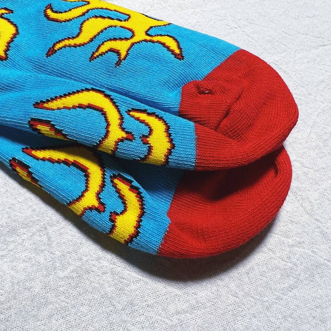 Accessiories Golf Wang Socks Blue Fire Flame Fleece Sole - Image 4