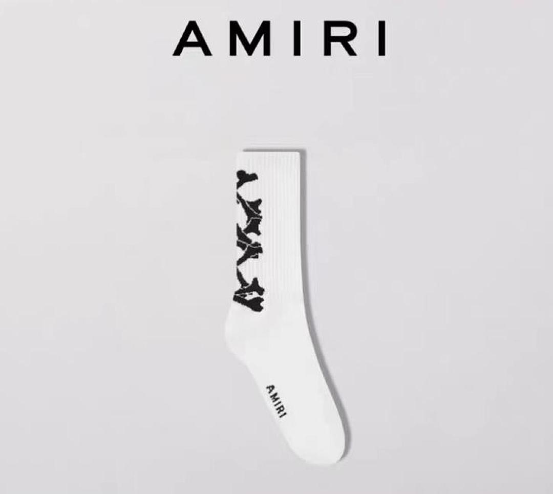 AMIRI 1: 1 AMIRI 2022 New Season Socks Skull Towel White Black Top - Image 2