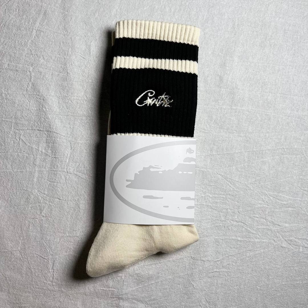 Accessiories Co Embrodiery CRTZ Socks Off White Black Striped - Image 3