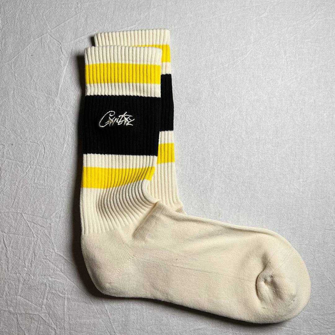 Accessiories Co Embrodiery CRTZ Socks Off White Black Yellow Striped - Image 5