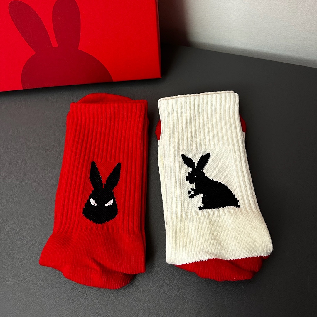 Accessiories RABBIT YEAR RED COLOR SOCKS-One Box 3 Paris - Image 3