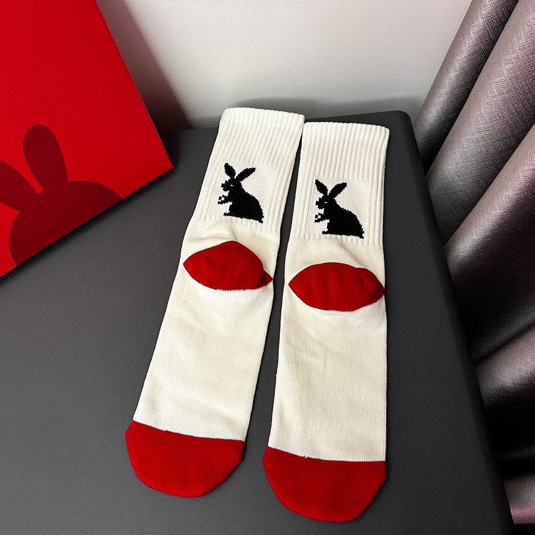 Accessiories RABBIT YEAR RED COLOR SOCKS-One Box 3 Paris - Image 6