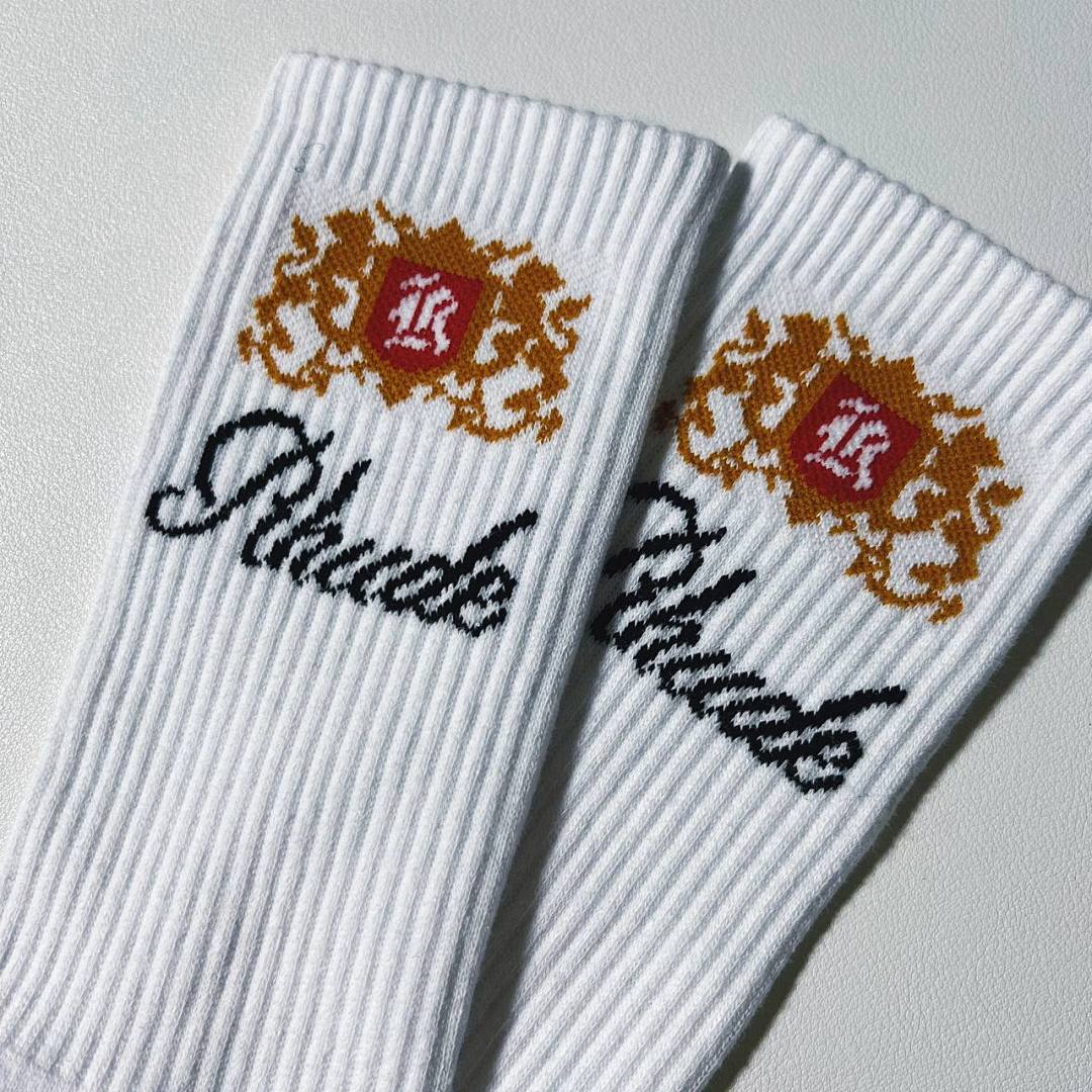 Accessiories RHUDE CREST LOGO SOCK (White Yellow) - Image 4