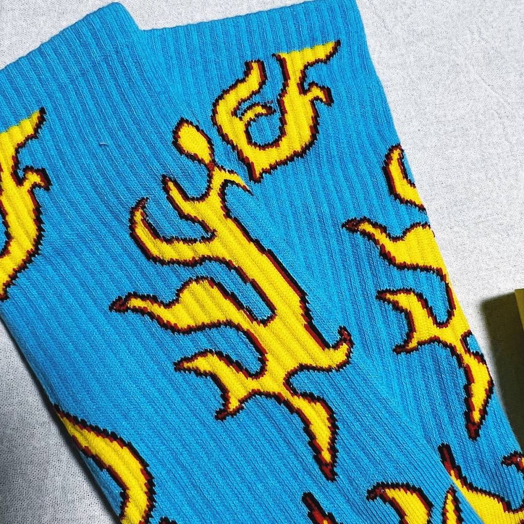 Accessiories Golf Wang Socks Blue Fire Flame Fleece Sole - Image 6