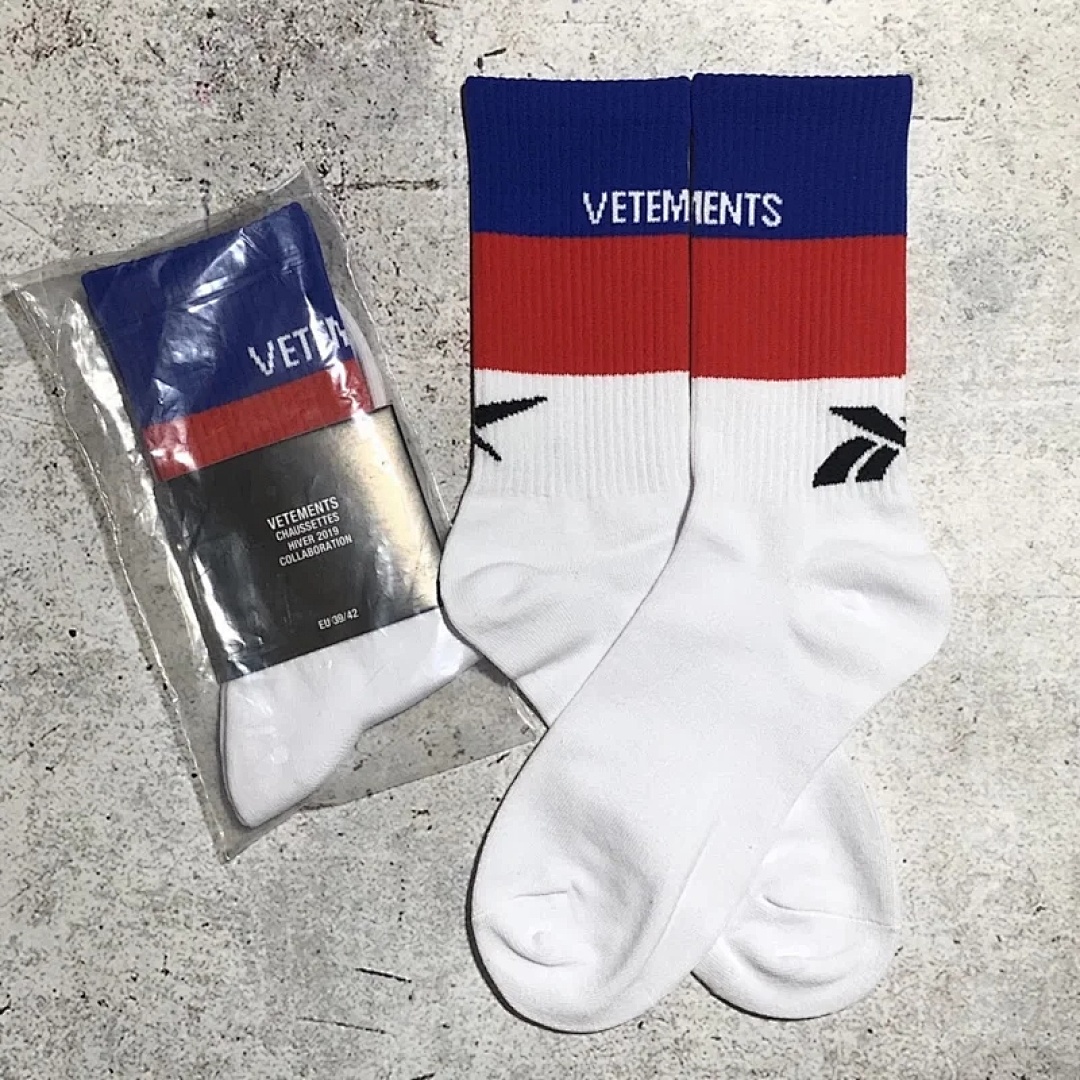 Accessiories 1:1 Vetements Red And Blue Towel Flat Socks Patchwork - Image 12