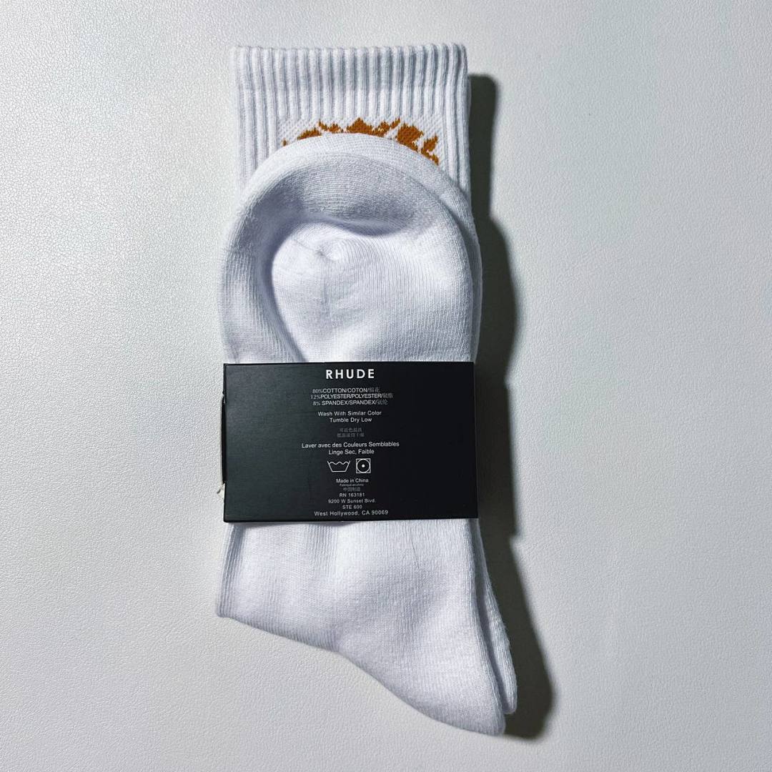 Accessiories RHUDE CREST LOGO SOCK (White Yellow) - Image 5