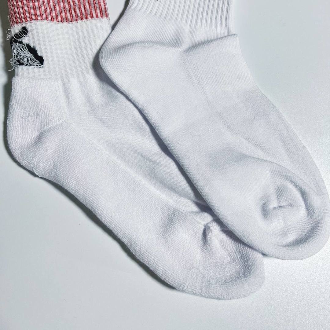 Accessiories 1:1 Vetements Red And Blue Towel Flat Socks Patchwork - Image 10