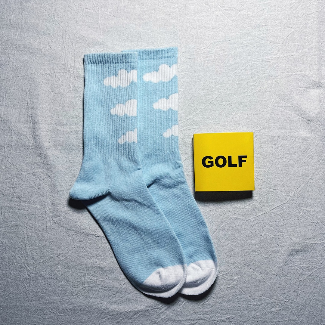 Accessiories GOLF Blue Sky White Cloud Small New Mid Socks
