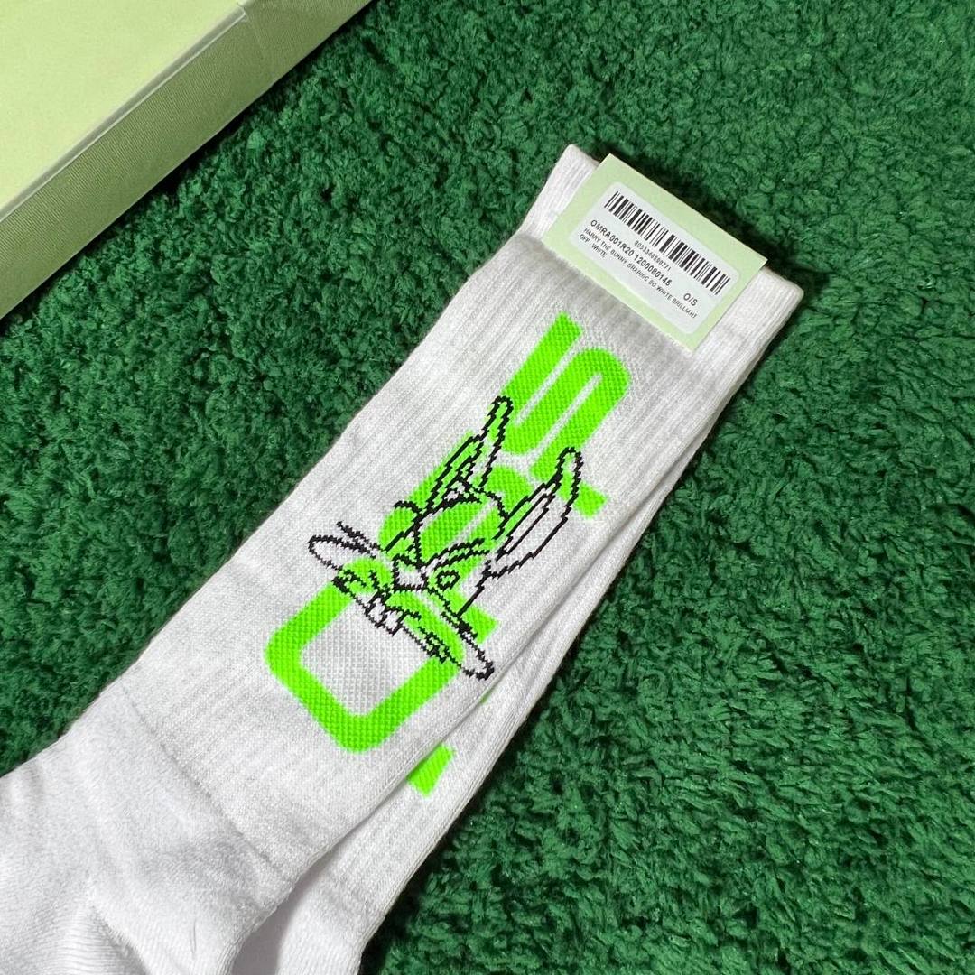 Accessiories OFF WHITE HAPPY THE BUNNY GRAPHIC SOCKS 1:1 With Box And Sticker - Image 11