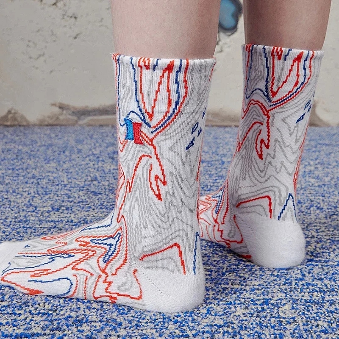 Accessiories Ader Red And Blue Scrawl Socks - Image 3