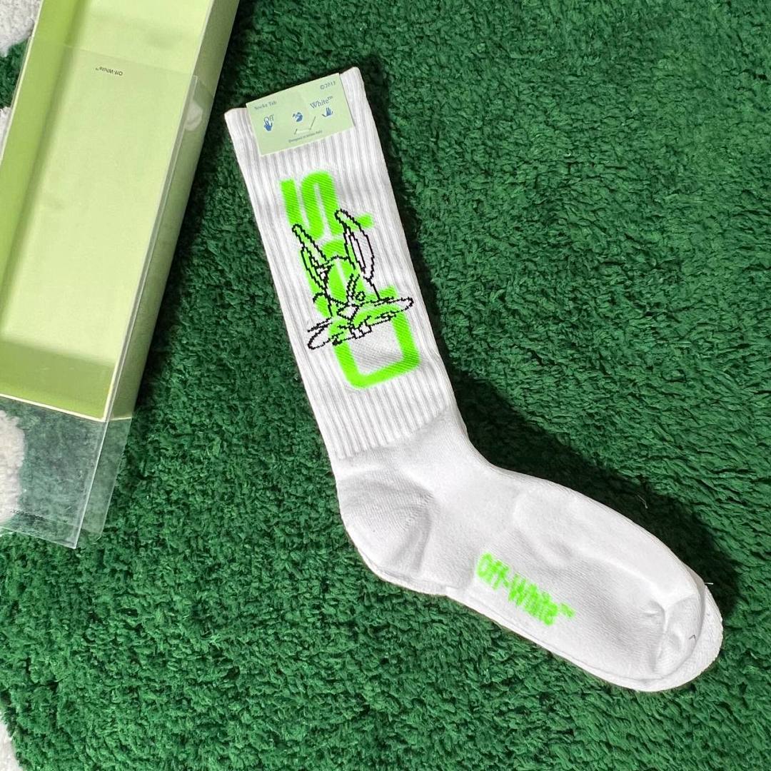 Accessiories OFF WHITE HAPPY THE BUNNY GRAPHIC SOCKS 1:1 With Box And Sticker - Image 2