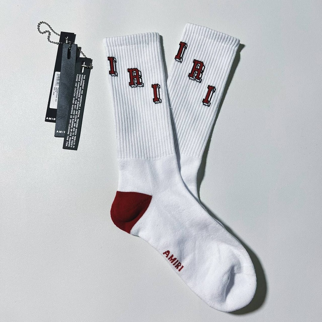AMIRI COLLEGIATE AMIRI TUBE SOCK White/Red - Image 5
