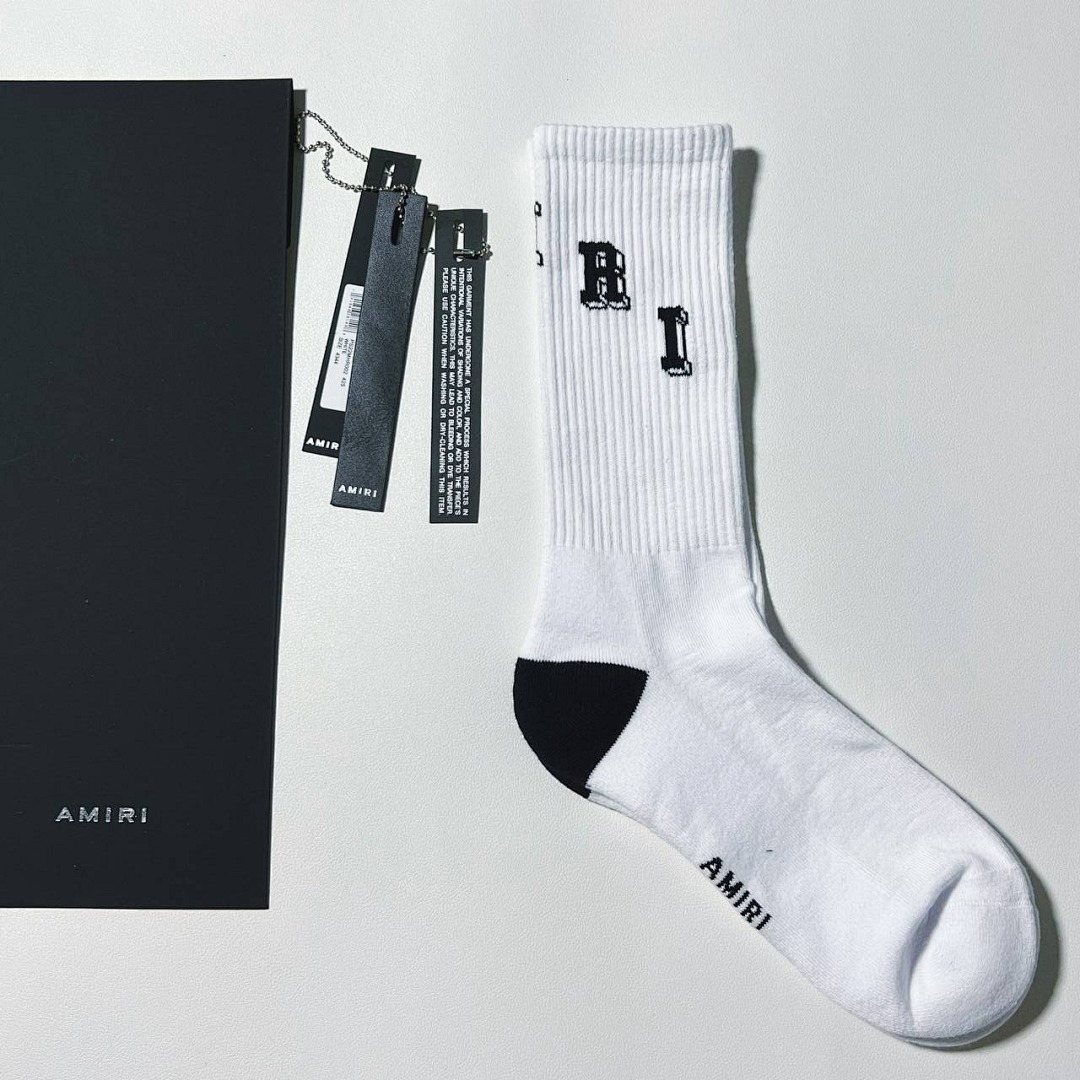 AMIRI COLLEGIATE AMIRI TUBE SOCK White/Black - Image 4