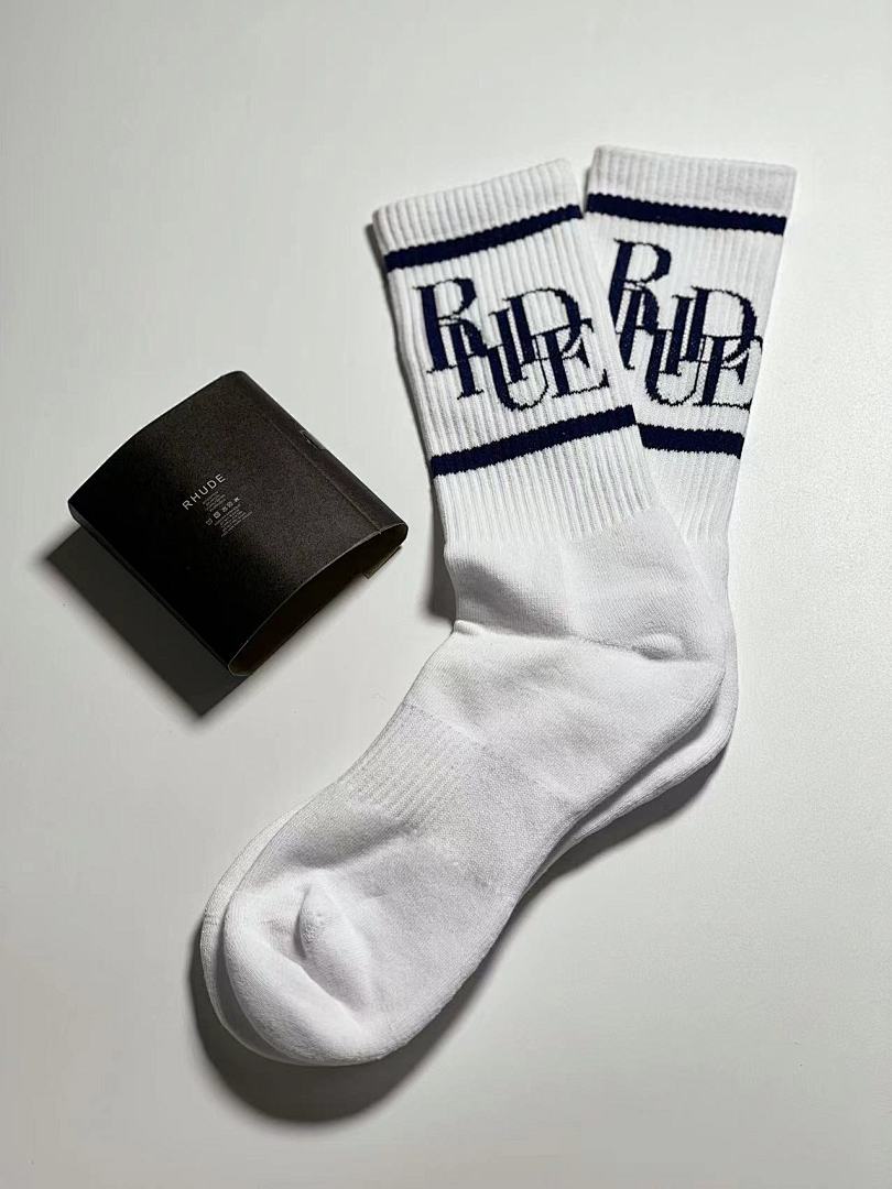 Accessiories 1:1 Rhude 2022 Towel Socks Blue (RR) - Image 4